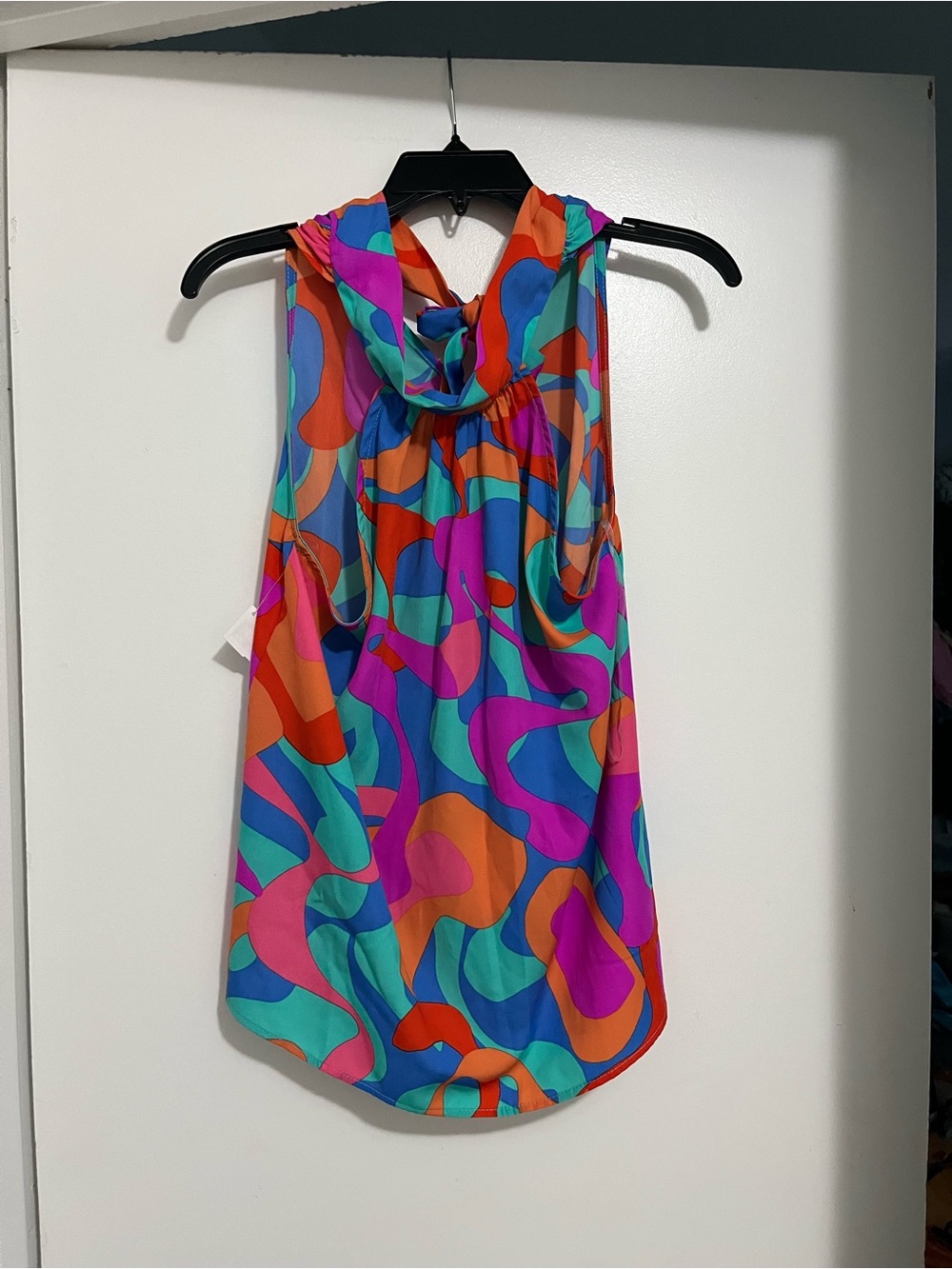 Colorful Abstract Print Sleeveless Blouse